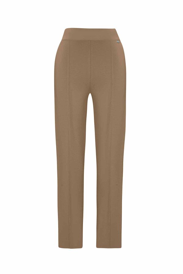 Slim Fit Knitted Camel Pants - 1