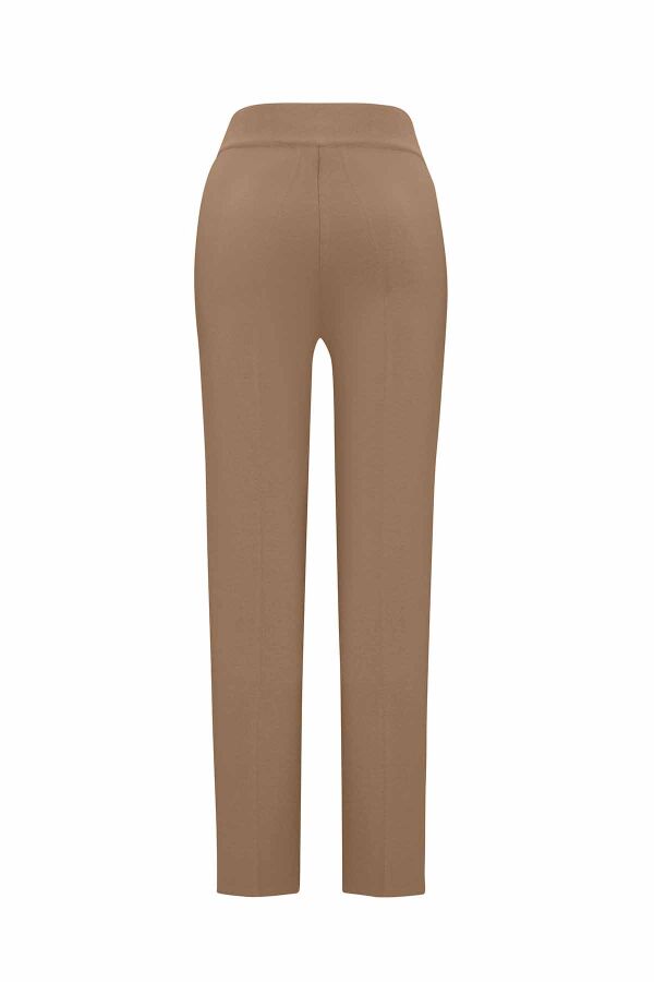 Slim Fit Knitted Camel Pants - 2