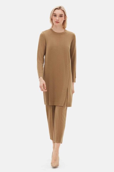 Slim Fit Knitted Camel Pants - MISS DALIDA