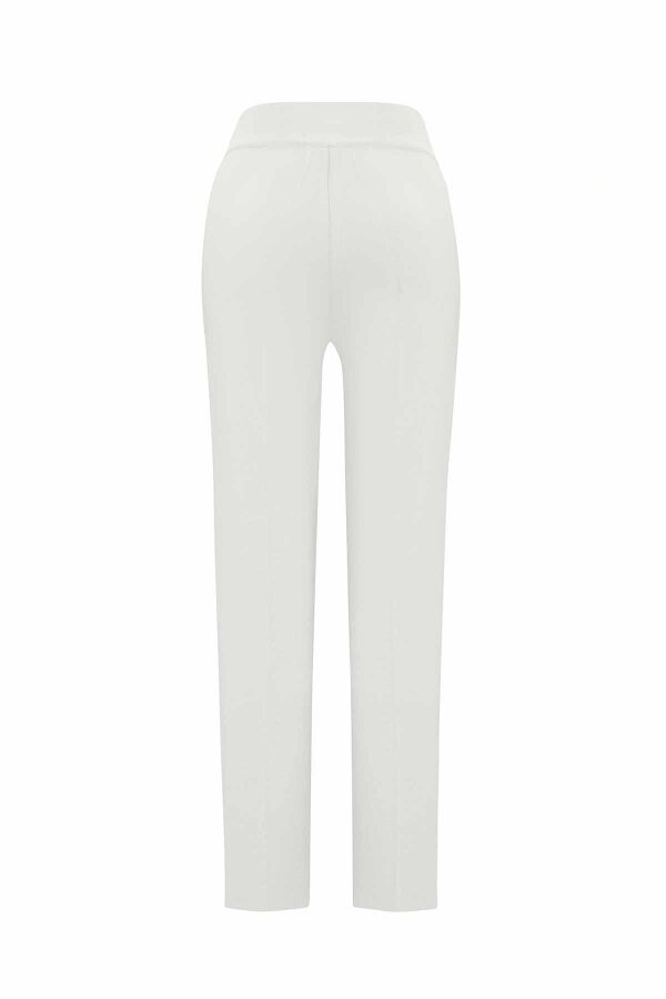 Slim Fit Knitted Ecru Pants - 2