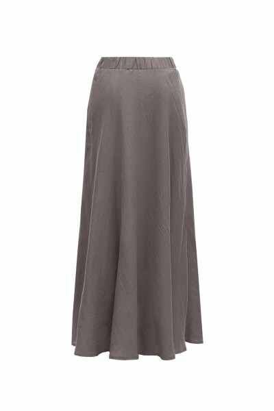 Solid Color Linen Flared Skirt - 6
