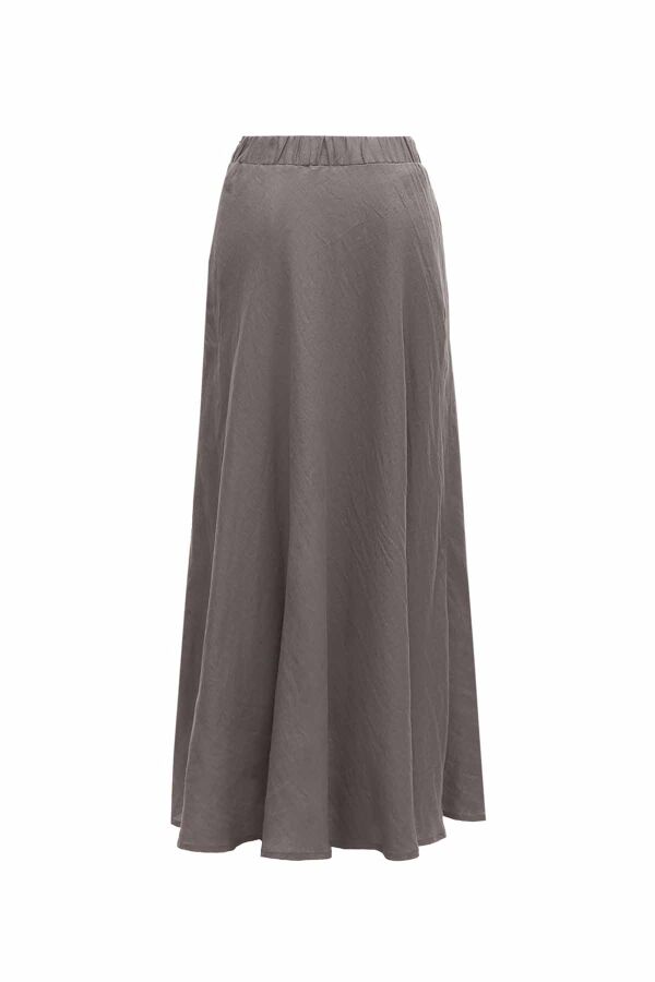 Solid Color Linen Flared Skirt - 6