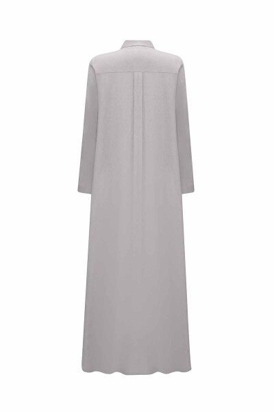 Solid Color Linen Shirt Dress with Pockets - 6