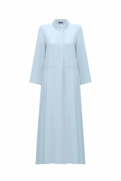 Solid Color Linen Shirt Dress with Pockets - 9