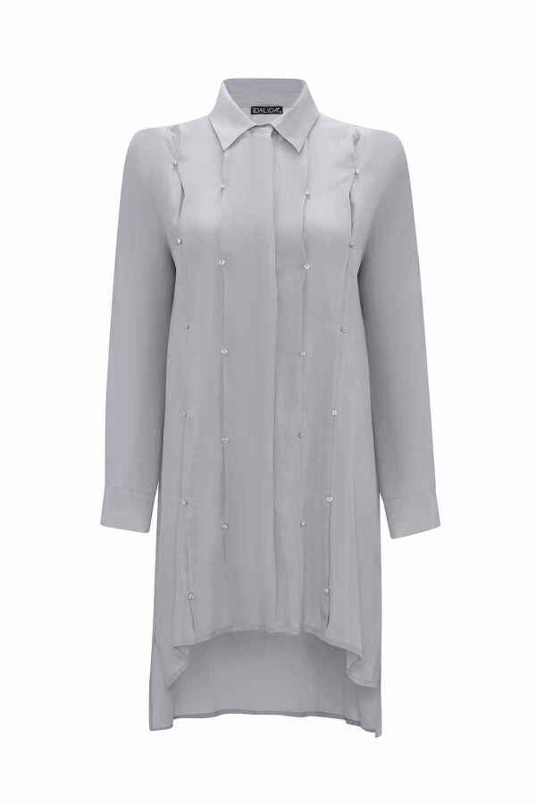 Stone Detailed Cupro Shirt - 10