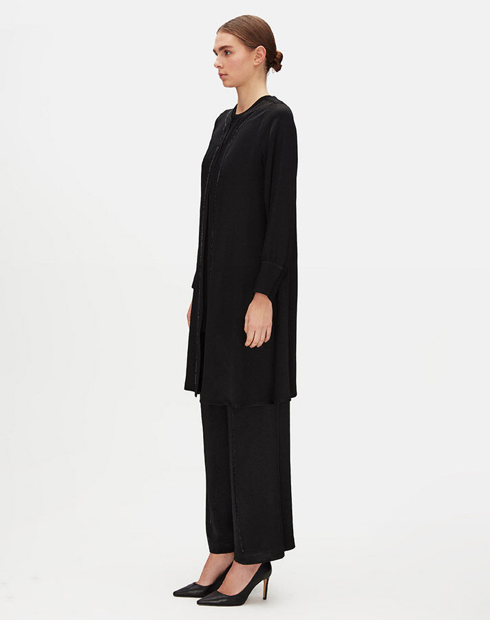 Stone Embellished Hook and Eye Closure Tunic - 3