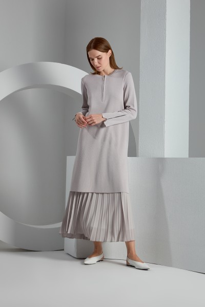 T23K-6033 Zippered Collar and Ankle Knitwear Tunic - 7