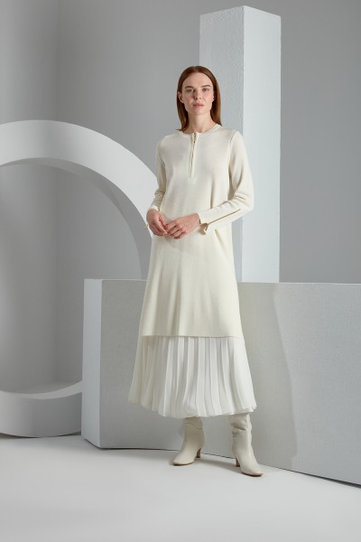 T23K-6033 Zippered Collar and Ankle Knitwear Tunic - 9