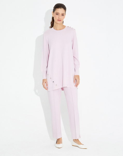 T23Y-7000 Dar Paça Triko Pantolon 1183-BLUE 