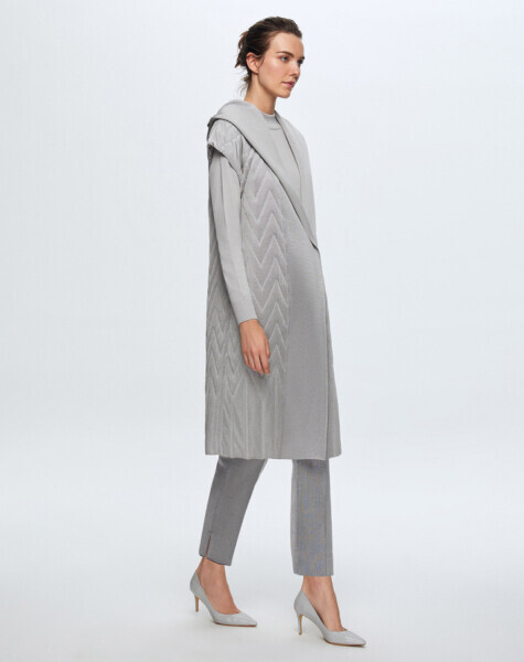 T24K-1001 Kapitone Kapişonlu Yelek OMERO-DARK GREY 