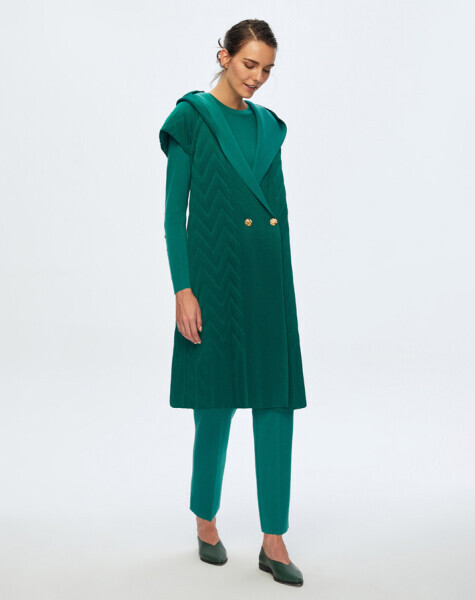 T24K-1001 Kapitone Kapişonlu Yelek PENNA-DARK BLUE - 12