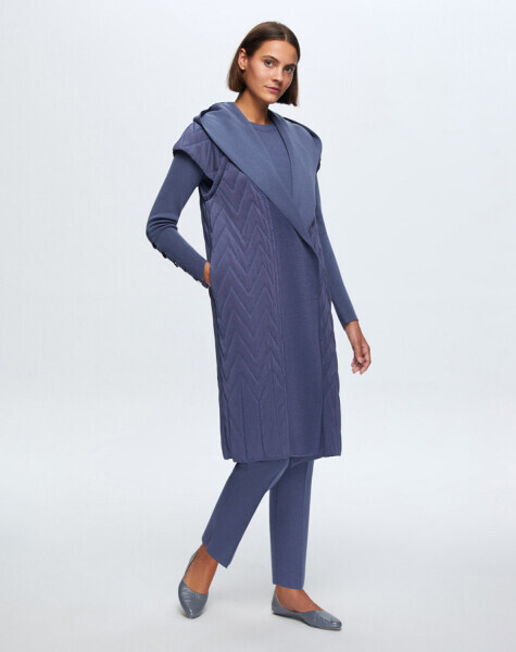 T24K-1001 Kapitone Kapişonlu Yelek PENNA-DARK BLUE - 16