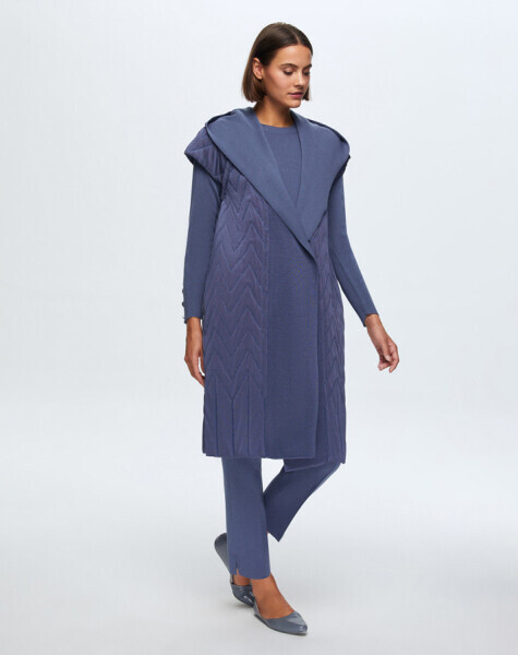 T24K-1001 Kapitone Kapişonlu Yelek PENNA-DARK BLUE - 17