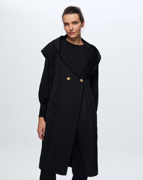 T24K-1001 Kapitone Kapişonlu Yelek PENNA-DARK BLUE - 22