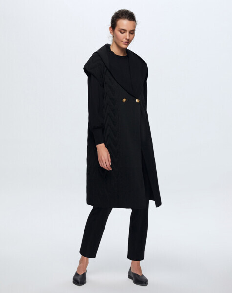 T24K-1001 Kapitone Kapişonlu Yelek PENNA-DARK BLUE - 23