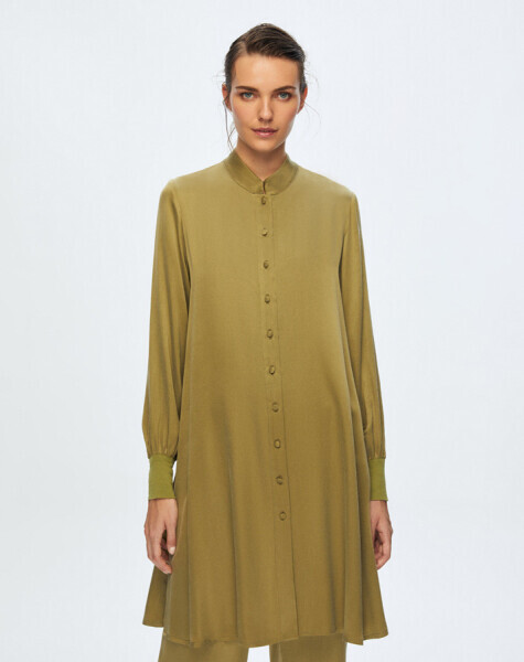 T24K-3001 Hakim Yaka Kupro Gömlek OLİVE 