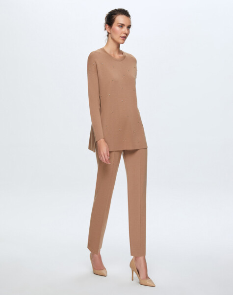 T24K-6024 Önü Taşlı Basic Tunik - 1