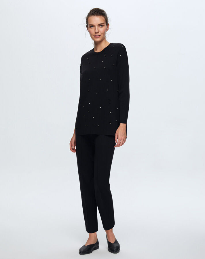 T24K-6024 Önü Taşlı Basic Tunik - 5