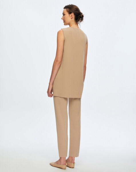 T24K-7000 Dar Paça Triko Pantolon DIDO-BEİGE - 6