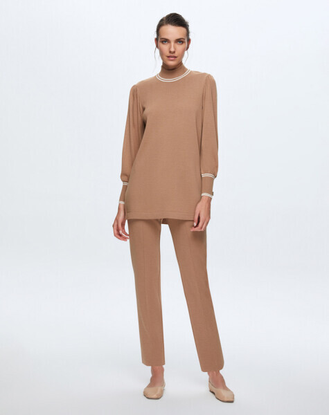 T24K-7000 Dar Paça Triko Pantolon DIDO-BEİGE - 8