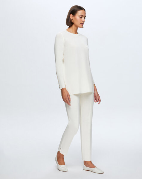 T24K-7000 Dar Paça Triko Pantolon FEDE-ECRU 