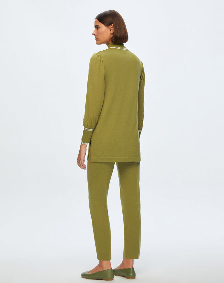 T24K-7000 Dar Paça Triko Pantolon FİABA-OLİVE - 2