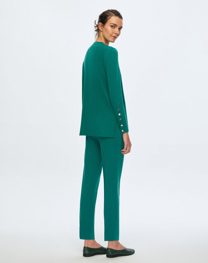 T24K-7000 Dar Paça Triko Pantolon FOTO-EMERALD - 2