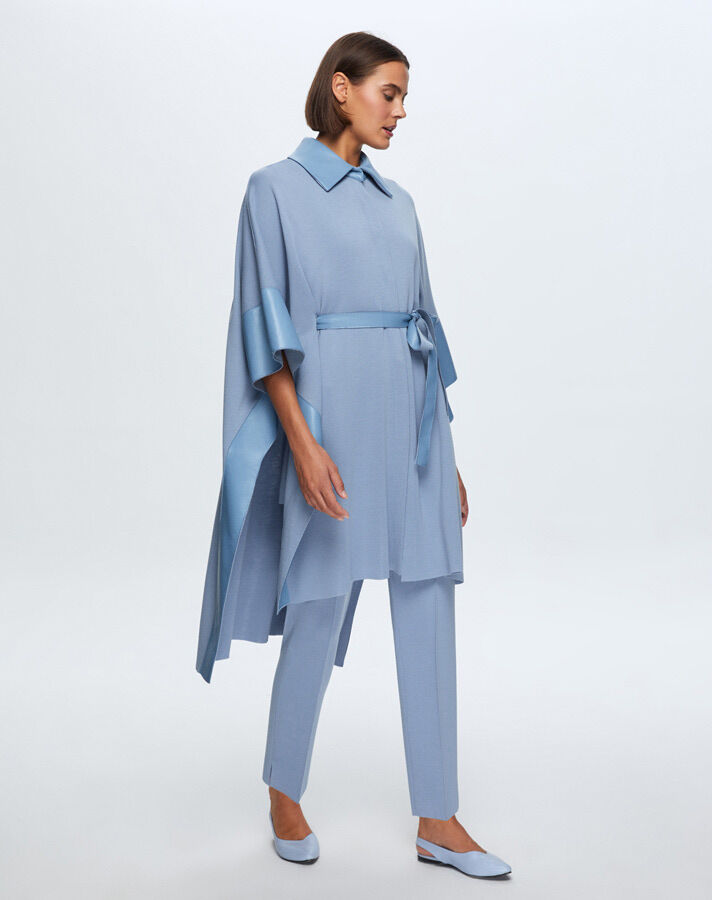 T24K-7000 Dar Paça Triko Pantolon OVALE-BLUE - 1