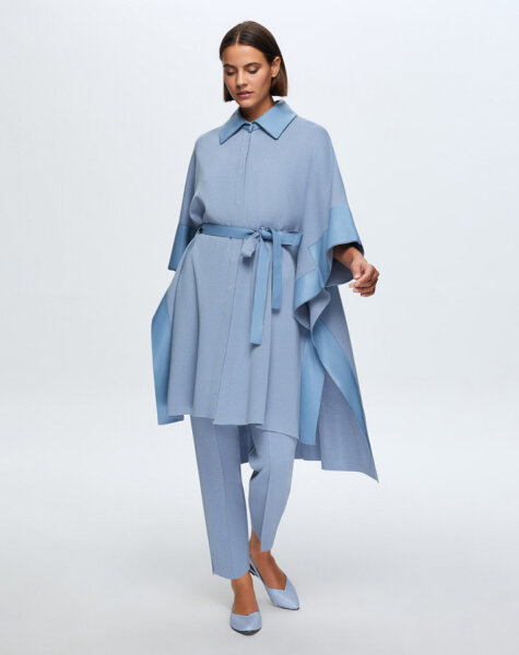 T24K-7000 Dar Paça Triko Pantolon OVALE-BLUE - 2