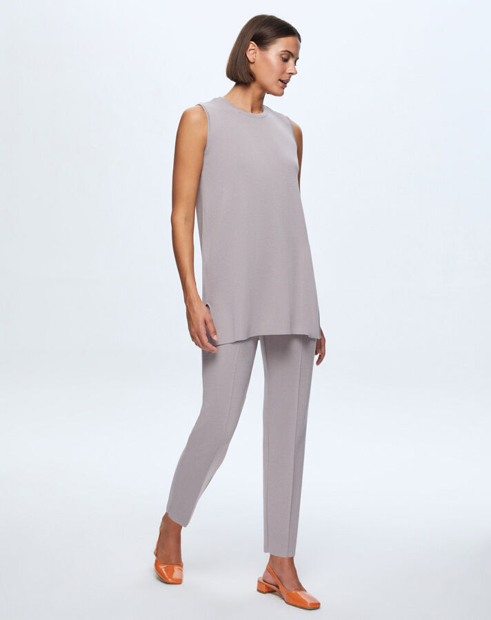 T24K-7000 Dar Paça Triko Pantolon TERRA-MİLKY - 1