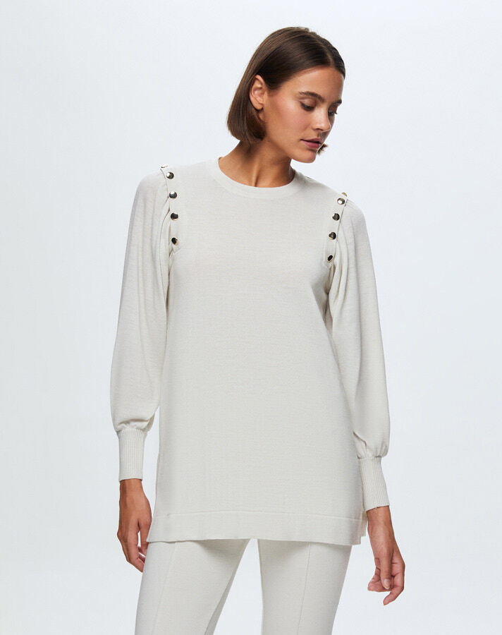 T24K-7010 Paçası Düğme Detaylı Triko Pantolon - 17