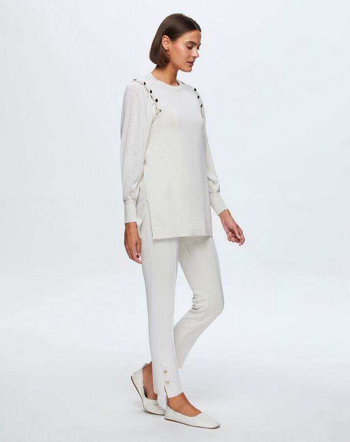 T24K-7010 Paçası Düğme Detaylı Triko Pantolon - 18