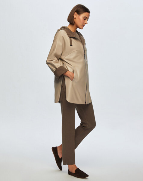 T24K-8006 Triko Astarlı Deri Ceket BEİGE - MISS DALIDA