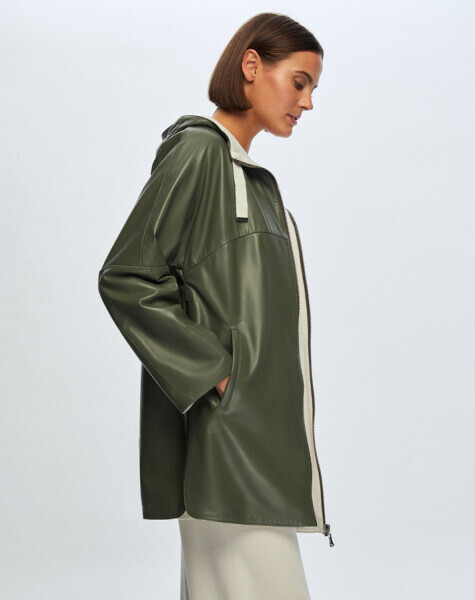 T24K-8006 Triko Astarlı Deri Ceket KHAKİ - MISS DALIDA