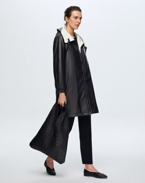 T24K-8017 Triko Astarlı Hafif Mont BLACK - MISS DALIDA