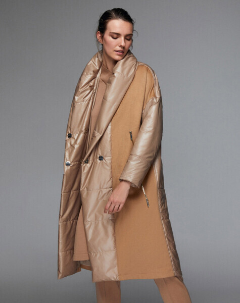 T24K-8027 Triko Detaylı Yağmurluk Mont CAMEL - 12