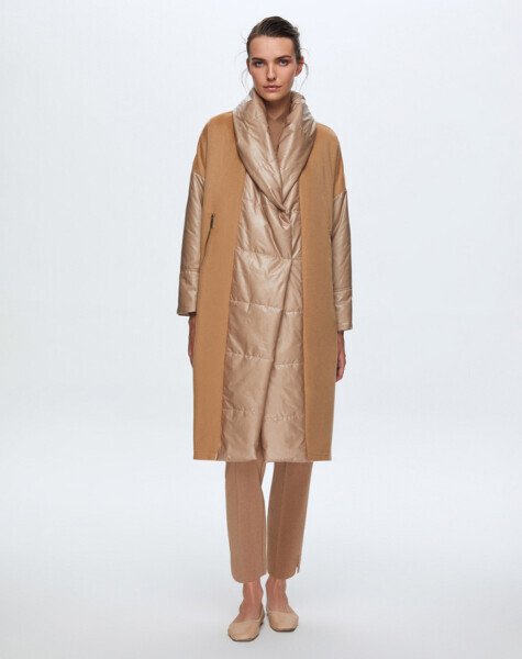 T24K-8027 Triko Detaylı Yağmurluk Mont CAMEL - 18