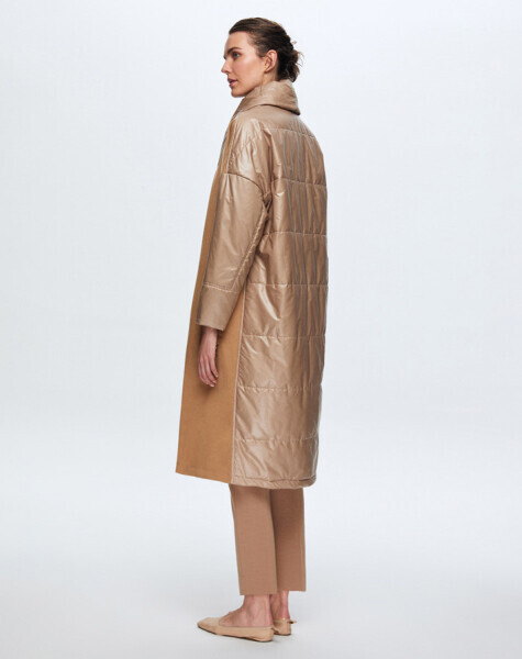 T24K-8027 Triko Detaylı Yağmurluk Mont CAMEL - 20