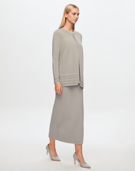 T24Y-2013 Ajurlu Baklavalı Triko Etek 1099-DARK GREY - 3