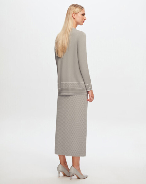 T24Y-2013 Ajurlu Baklavalı Triko Etek 1179-GREY - 3