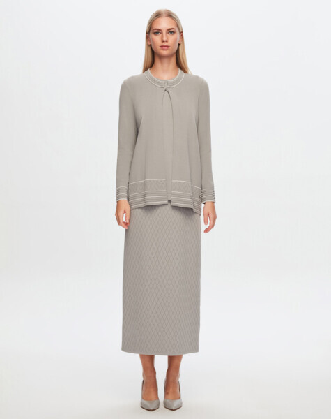 T24Y-2013 Ajurlu Baklavalı Triko Etek BLACK - 2