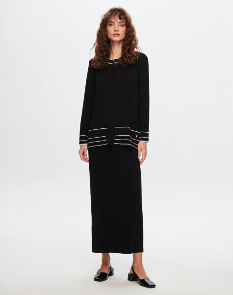 T24Y-2013 Ajurlu Baklavalı Triko Etek BLACK - 26