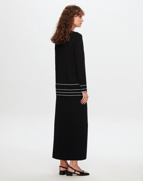 T24Y-2013 Ajurlu Baklavalı Triko Etek BLACK - 38