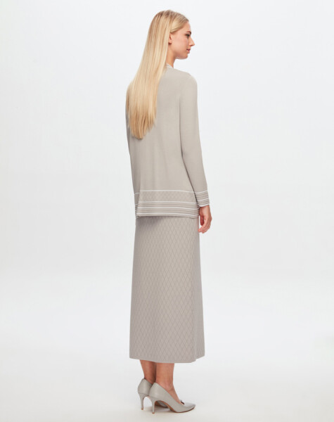 T24Y-2013 Openwork Checkered Knitwear Skirt - 8
