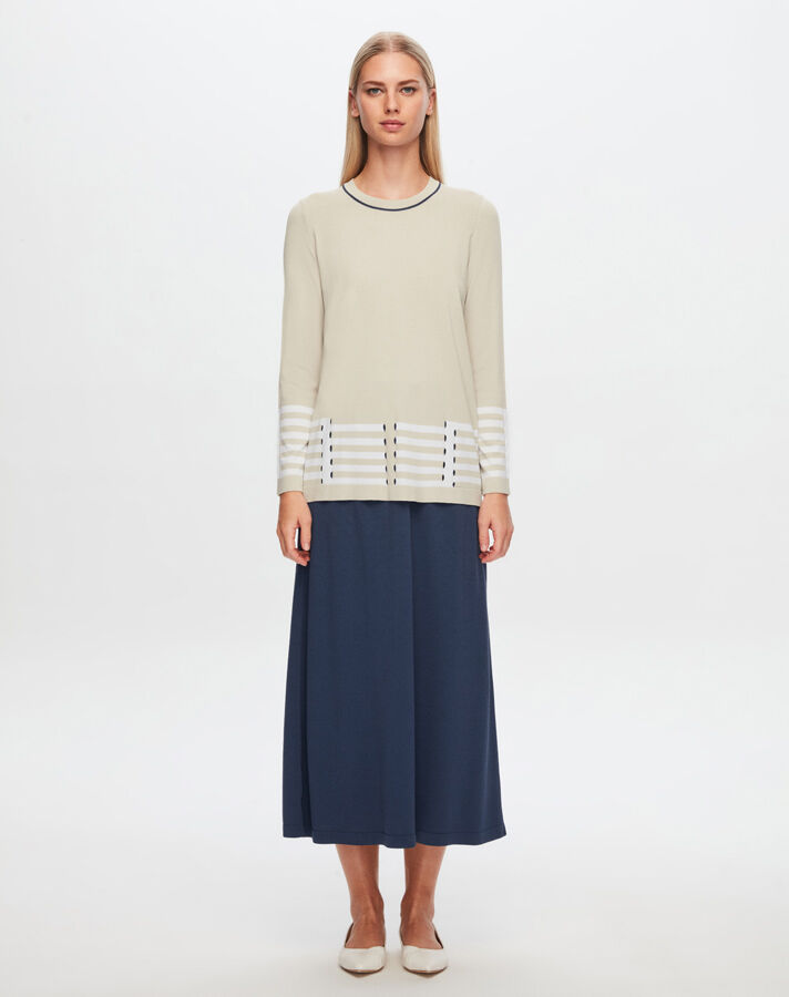 T24Y-2018 Solid Color Knitwear Flared Skirt - 3
