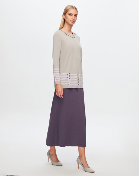 T24Y-2018 Solid Color Knitwear Flared Skirt - 7
