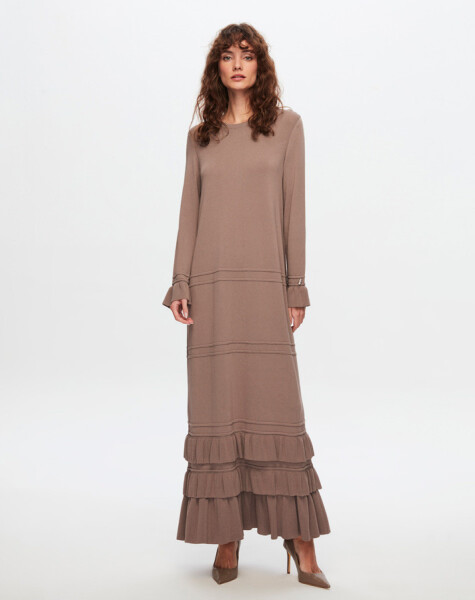 T24Y-4000 Knitwear Dress with Frilly Hem and Wrist - 2