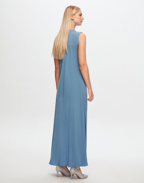T24Y-4007 Sleeveless Flared Cupro Dress - 2