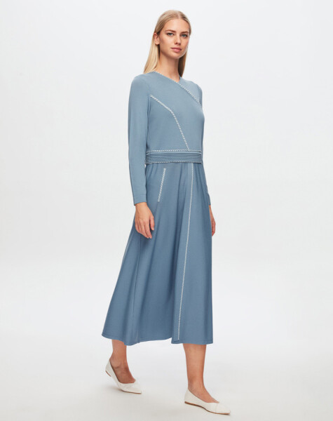 Knitwear Linen Pocket Long Dress - 1