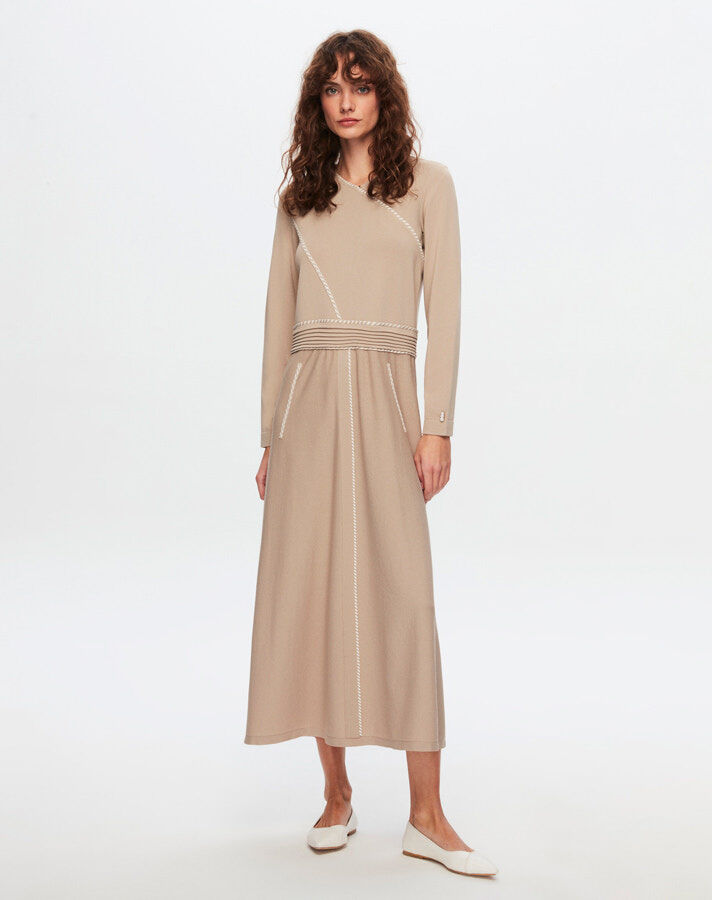 Knitwear Linen Pocket Long Dress - 5